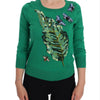 Dolce & Gabbana Green Silk Crystal Banana Sweater