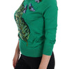 Dolce & Gabbana Green Silk Crystal Banana Sweater