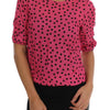 Dolce & Gabbana Pink Polka Dotted Silk Blouse