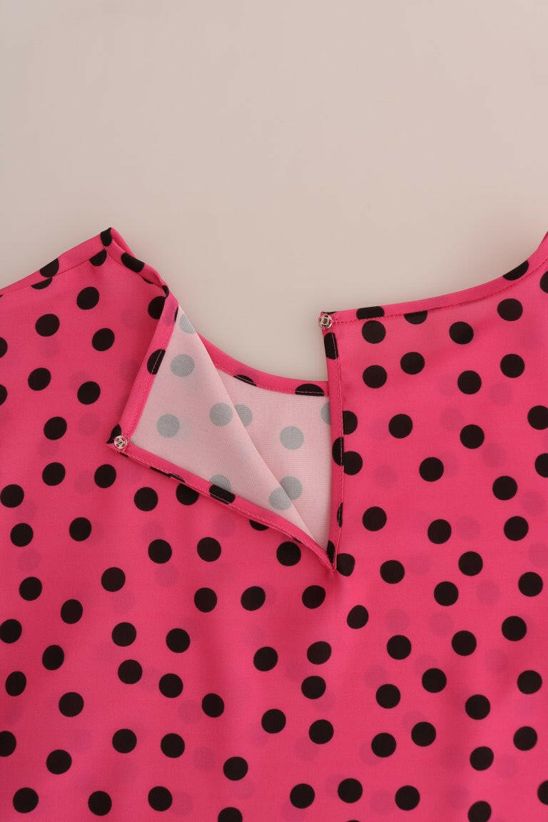 Dolce & Gabbana Pink Polka Dotted Silk Blouse