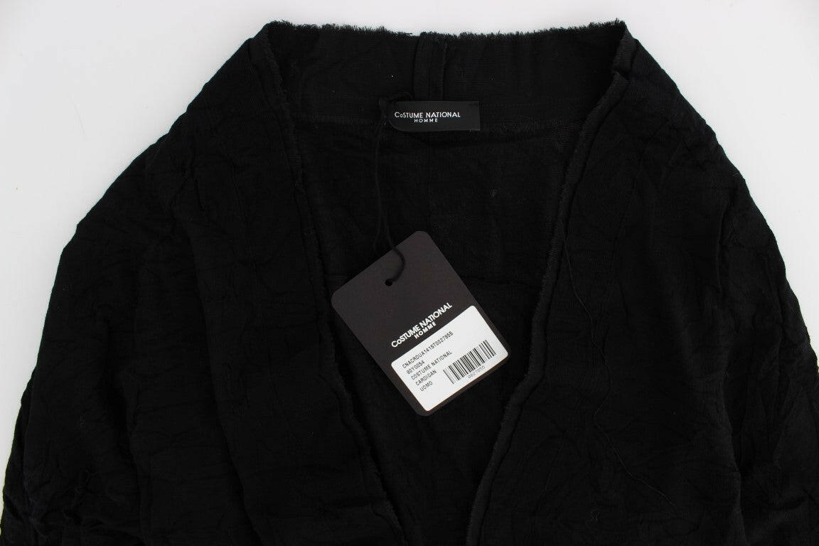 Costume National – Schwarze Strickjacke aus feiner Wolle mit Knöpfen