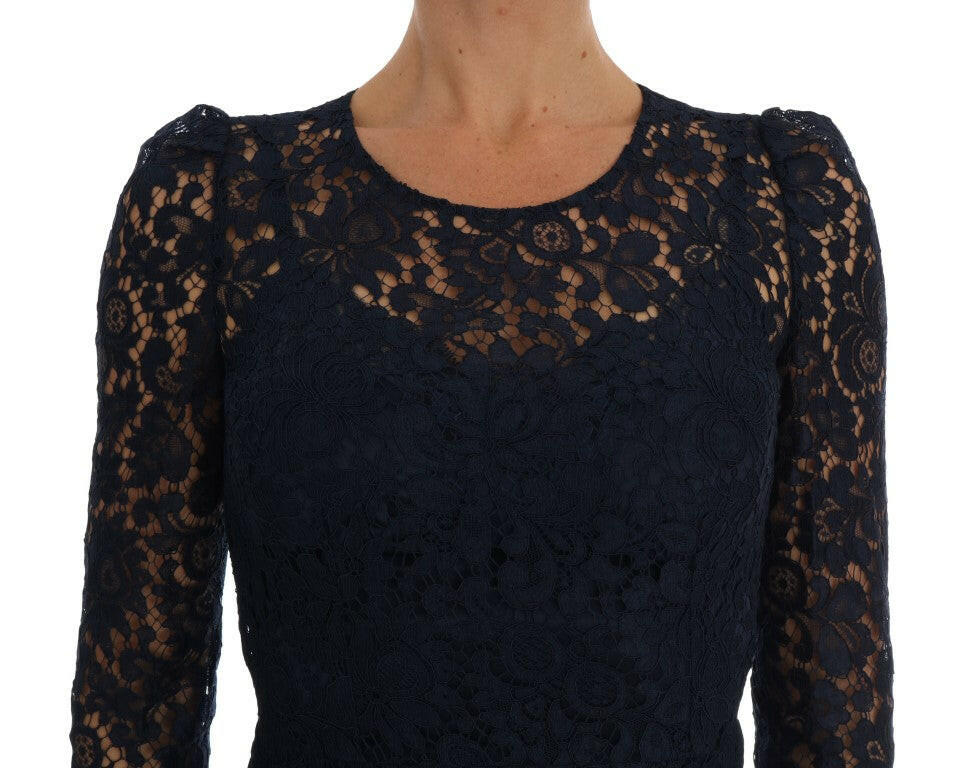 Dolce & Gabbana Blue Taormina Floral Lace Sheath Dress