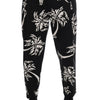 Dolce & Gabbana Black Tree Cotton Stretch Pants