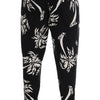 Dolce & Gabbana Black Tree Cotton Stretch Pants