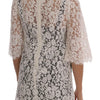 Dolce & Gabbana White Crystal Embellished Lace Blouse