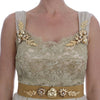 Dolce & Gabbana Gold Silk Crystal Embellished Dress