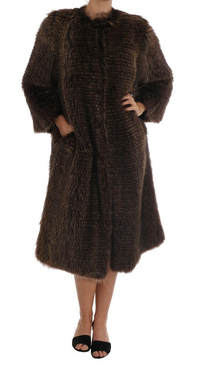 Dolce & Gabbana Brown Raccoon Fur Coat Jacket