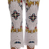 Dolce & Gabbana Mulicolor Majolica Cutout Capri Pants