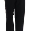 Dolce &amp; Gabbana Schwarze Stretch-Hose aus Wolle mit Kristallen