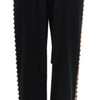 Dolce &amp; Gabbana Schwarze Stretch-Hose aus Wolle mit Kristallen