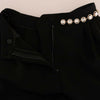 Dolce &amp; Gabbana Schwarze Stretch-Hose aus Wolle mit Kristallen