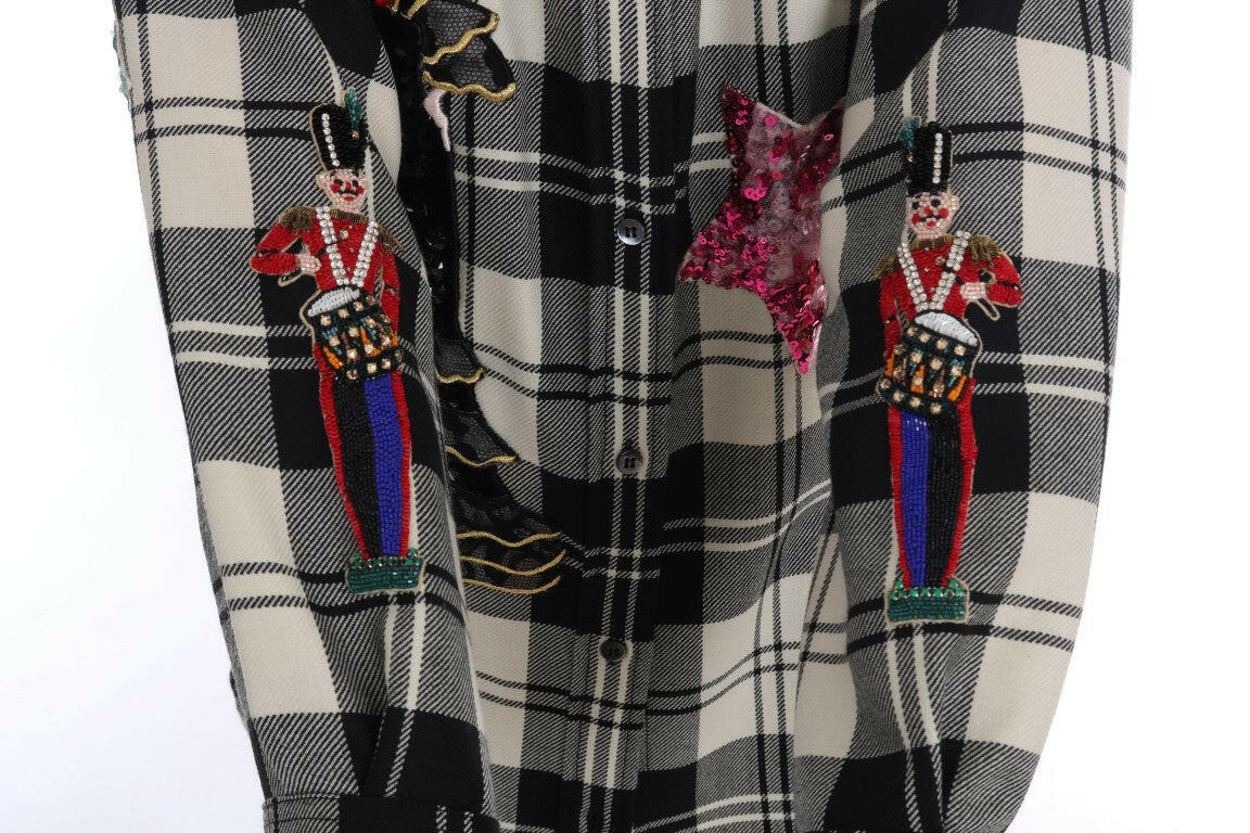 Dolce &amp; Gabbana – Schwarz-weißes Märchen-Kristallhemd