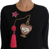 Dolce & Gabbana Black Silk Fairy Tale Top Crystal Blouse