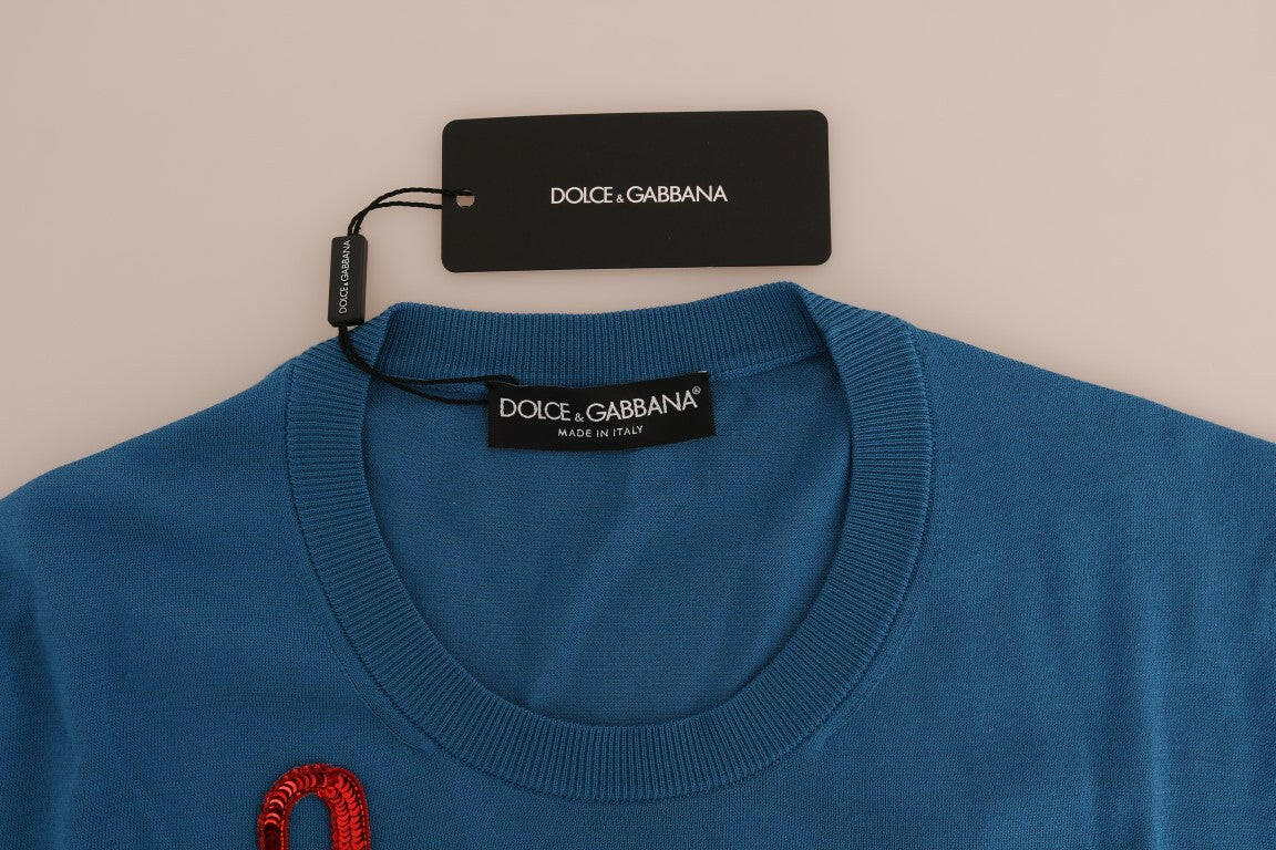 Dolce &amp; Gabbana Blauer Pullover aus Seide „Love is“