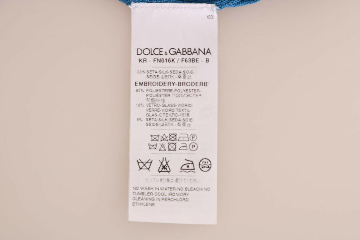 Dolce &amp; Gabbana Blauer Pullover aus Seide „Love is“