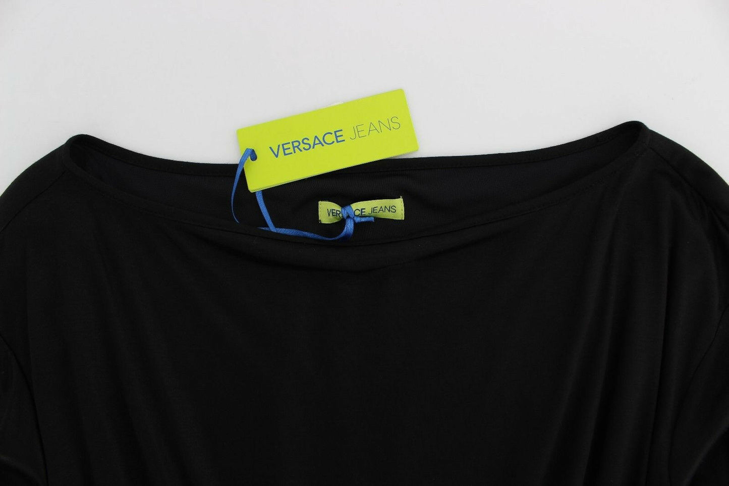 Versace Jeans – Knielanges Etuikleid aus Modal-Seide in Schwarz