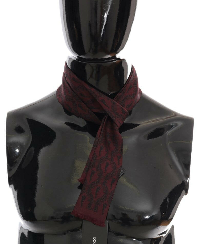 Foulard en soie Dolce &amp; Gabbana pour homme, imprimé couronne de piment bordeaux
