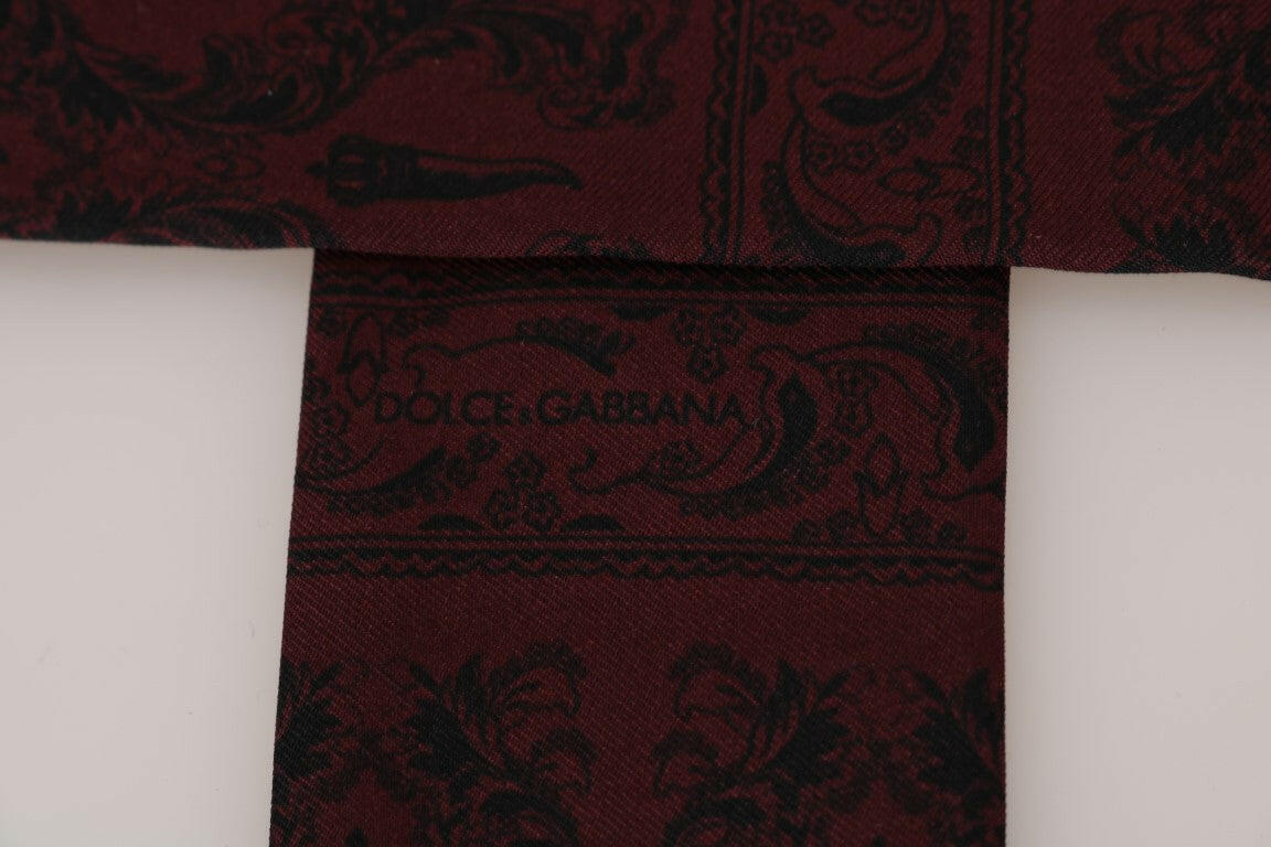 Foulard en soie Dolce &amp; Gabbana pour homme, imprimé couronne de piment bordeaux