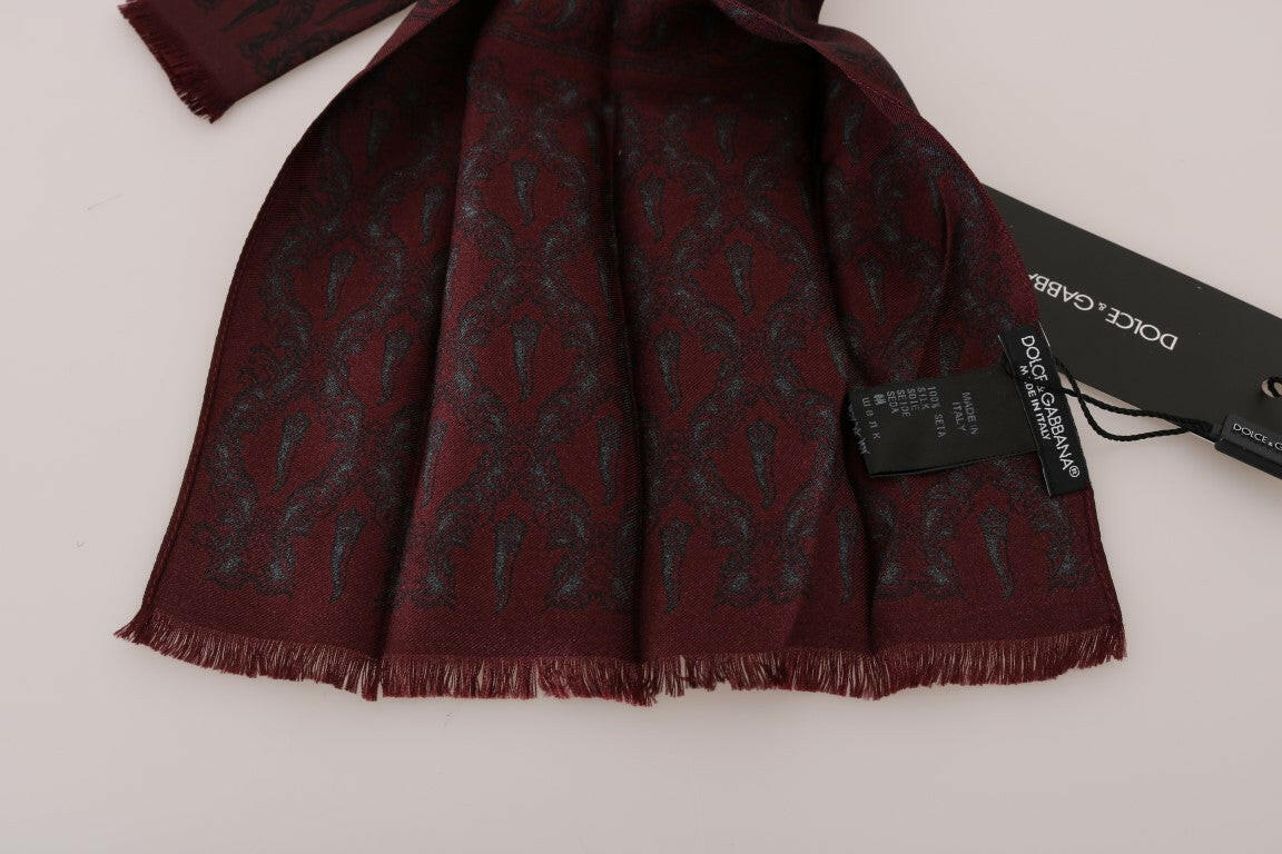 Foulard en soie Dolce &amp; Gabbana pour homme, imprimé couronne de piment bordeaux