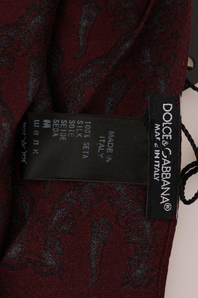 Foulard en soie Dolce &amp; Gabbana pour homme, imprimé couronne de piment bordeaux