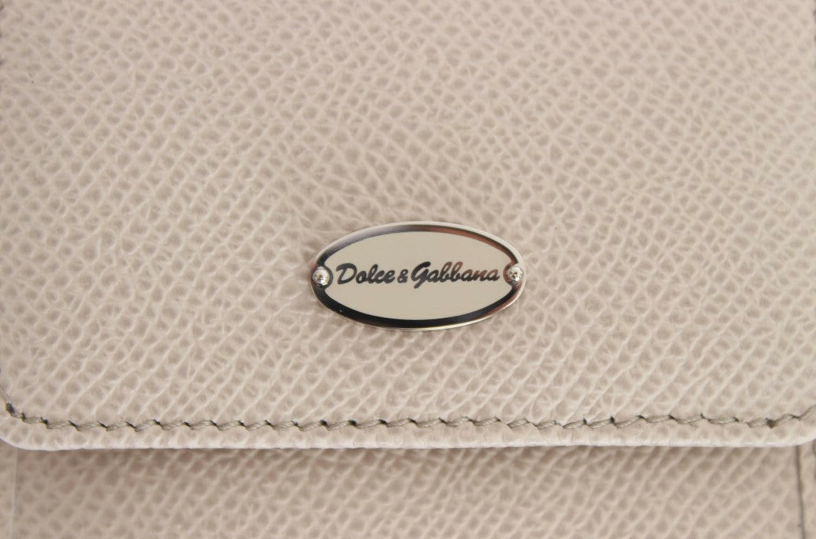 Dolce & Gabbana White Dauphine Leather Case Wallet