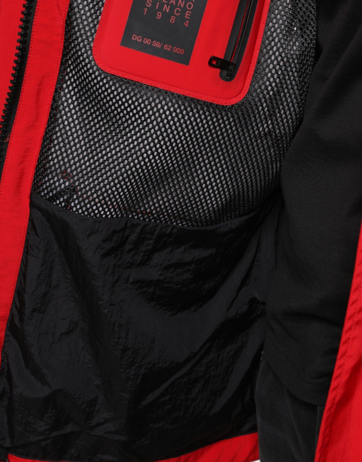 Parka à capuche en nylon rouge Dolce &amp; Gabbana pour homme avec fermeture éclair intégrale