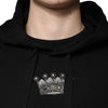 Dolce &amp; Gabbana Schwarzes Sweatshirt mit Kapuze aus Baumwolle mit Krone