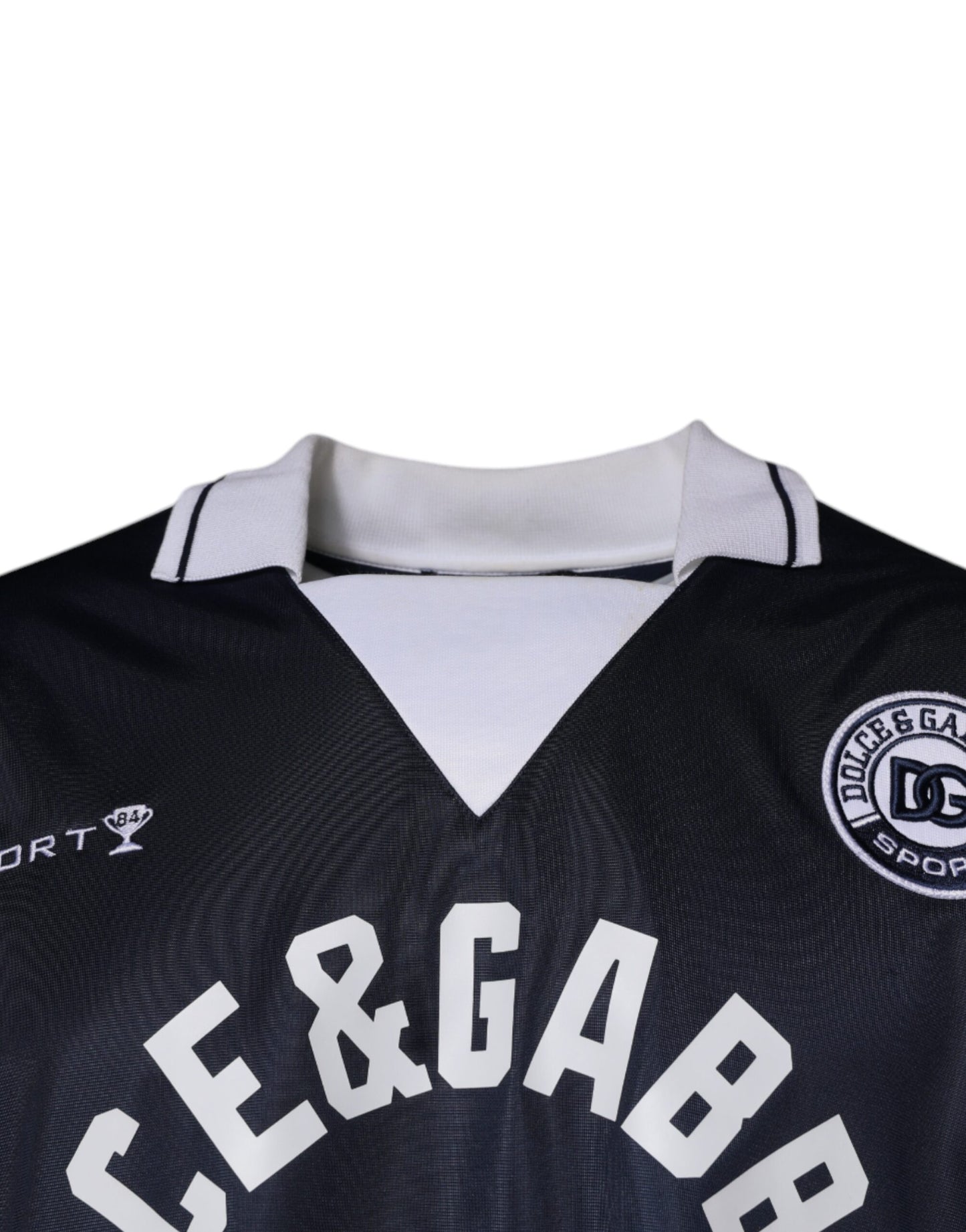 Dolce &amp; Gabbana – Blauer Jersey-Pullover mit Logo und Kragen