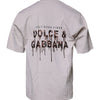 Dolce &amp; Gabbana Beiges T-Shirt mit Rundhalsausschnitt und kurzen Ärmeln mit DG-Logo