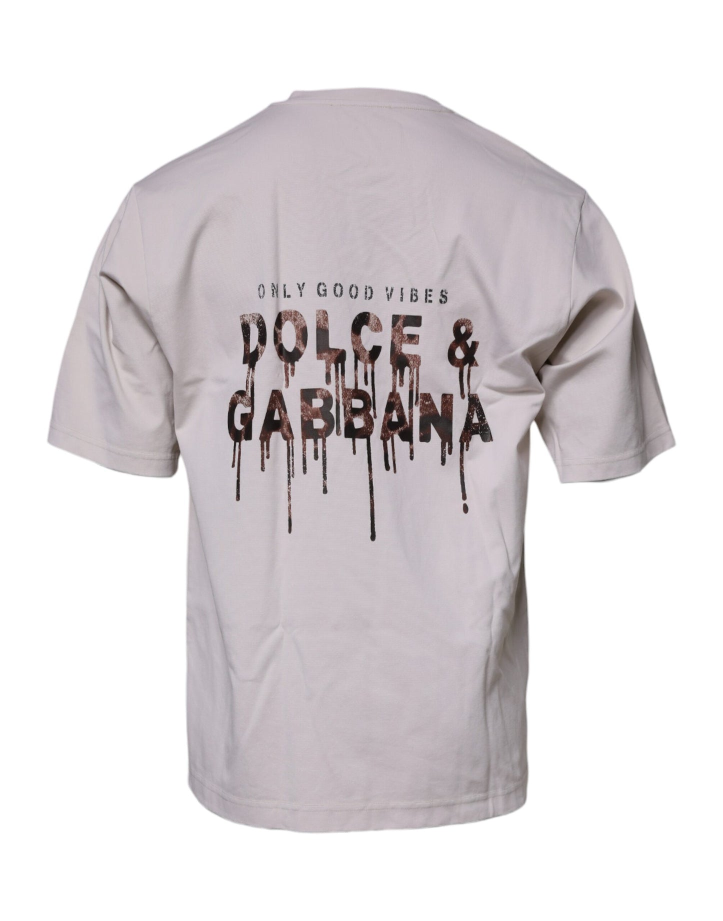 Dolce &amp; Gabbana Beiges T-Shirt mit Rundhalsausschnitt und kurzen Ärmeln mit DG-Logo