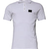 Dolce & Gabbana White Cotton Logo Plaque Collared Polo T-shirt