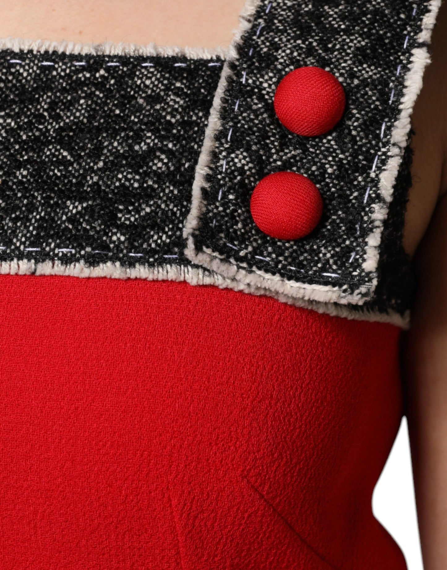 Robe courte évasée trapèze sans manches en laine rouge Dolce &amp; Gabbana