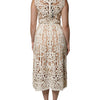 Dolce & Gabbana White Cut Out Leather Sleeveless Midi Dress