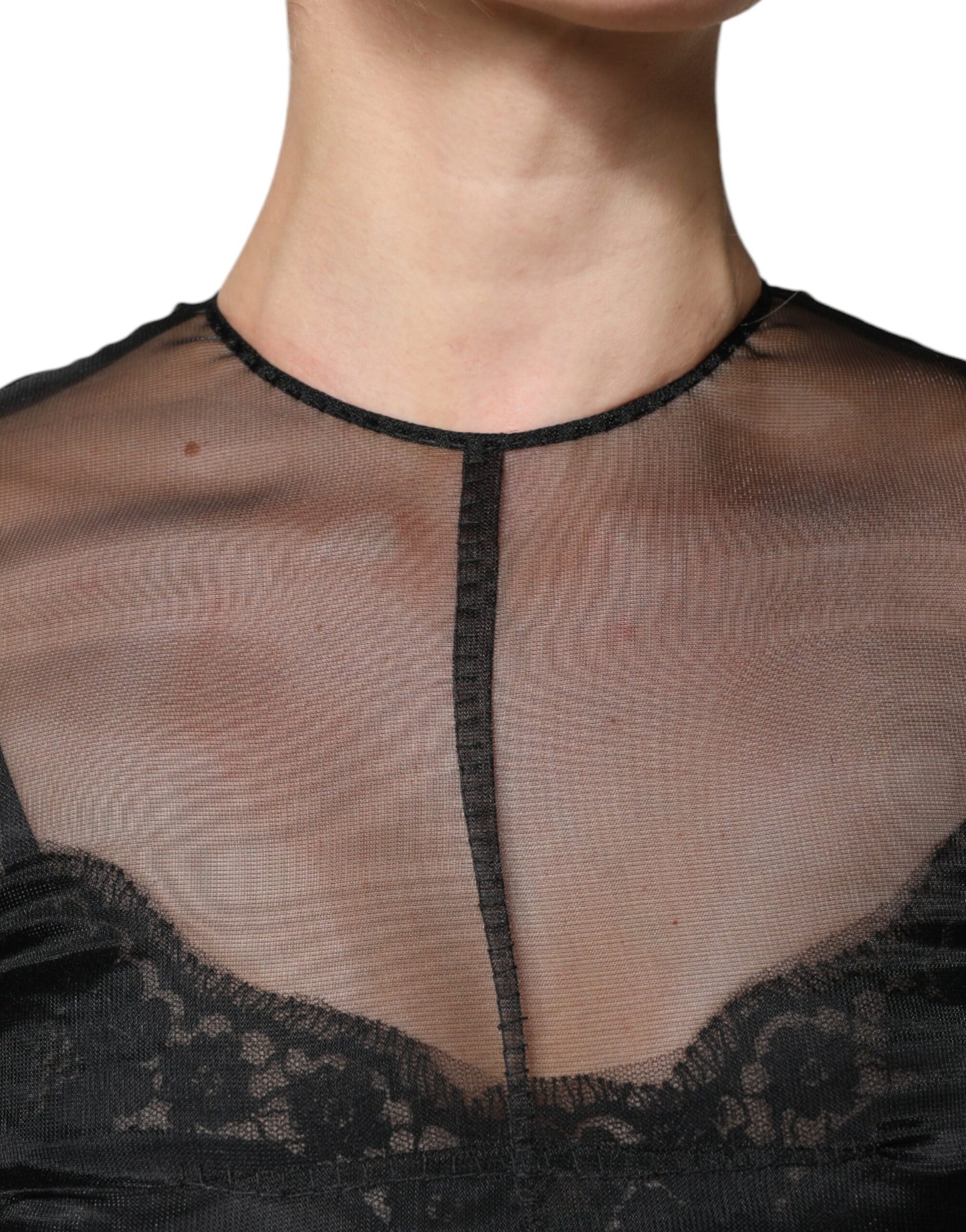 Dolce &amp; Gabbana – Schwarzes A-Linien-Midi-Cocktailkleid aus Tüll