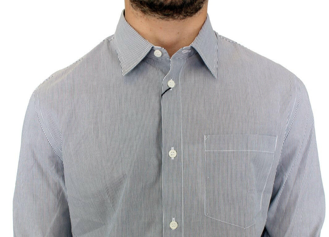 GF Ferre Gray Striped Cotton Casual Shirt