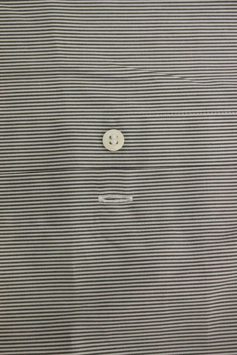 GF Ferre Gray Striped Cotton Casual Shirt