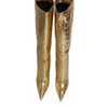 Dolce & Gabbana Gold Leather Stiletto Heels High Boots Shoes