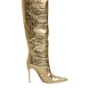 Dolce & Gabbana Gold Leather Stiletto Heels High Boots Shoes