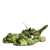 Dolce & Gabbana Green Animal Print Ankle Wrap Sandals Shoes