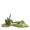 Dolce & Gabbana Green Animal Print Ankle Wrap Sandals Shoes