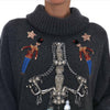Dolce & Gabbana Fairy Tale Crystal Gray Cashmere Sweater