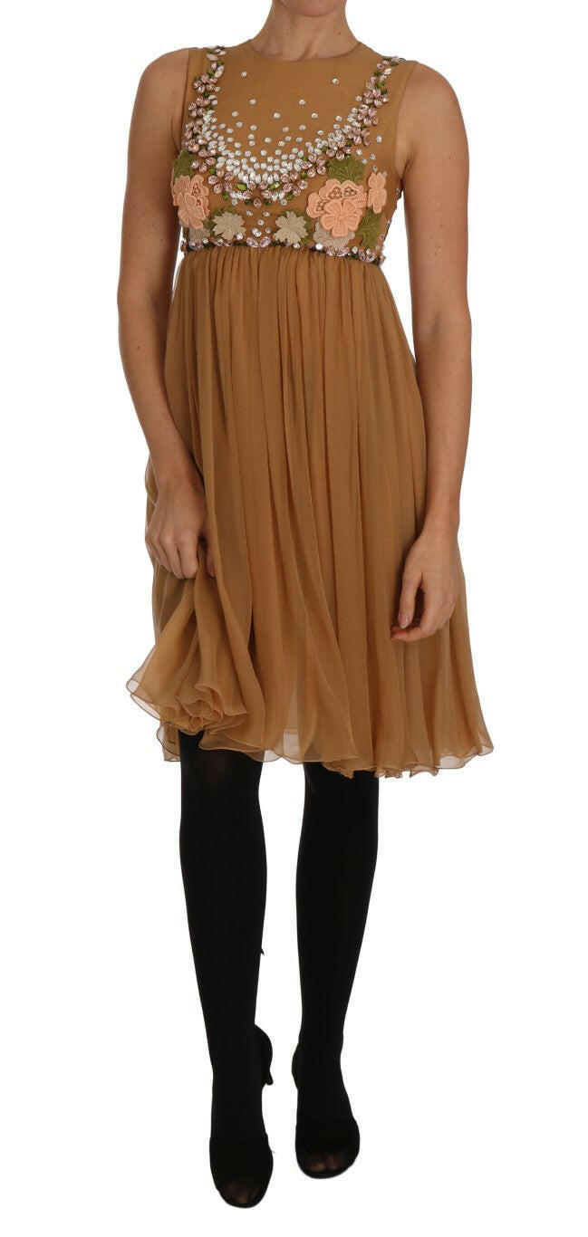 Dolce &amp; Gabbana – A-Linien-Kleid aus Kristallseide in Gold