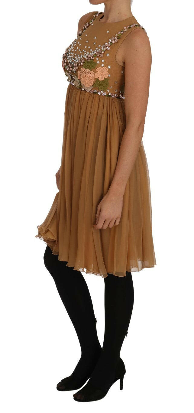 Dolce &amp; Gabbana – A-Linien-Kleid aus Kristallseide in Gold