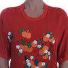 Dolce & Gabbana Red Silk Oranges Floral Crystal Blouse