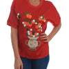 Dolce & Gabbana Red Silk Oranges Floral Crystal Blouse