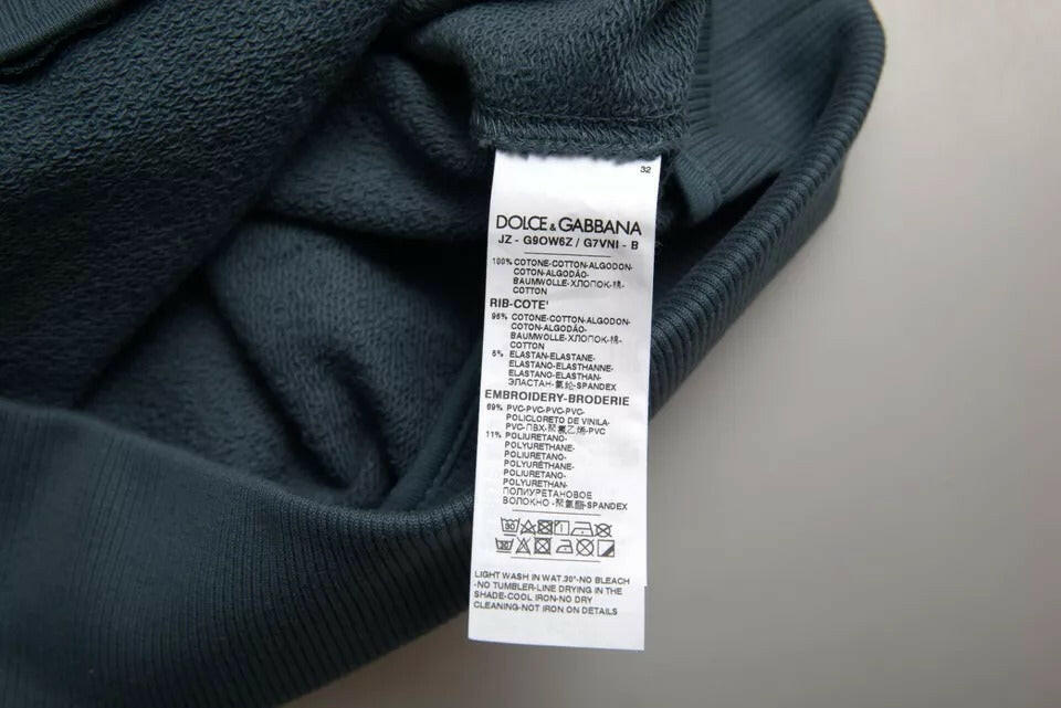 Dolce &amp; Gabbana Blauer Baumwollpullover mit Logo-Patch und Rundhalsausschnitt für Herren