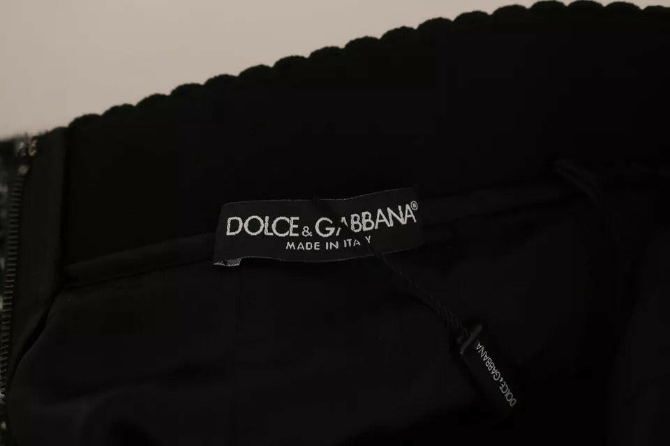 Dolce &amp; Gabbana – Schwarz karierter Minirock aus Wolle mit Volantdetail