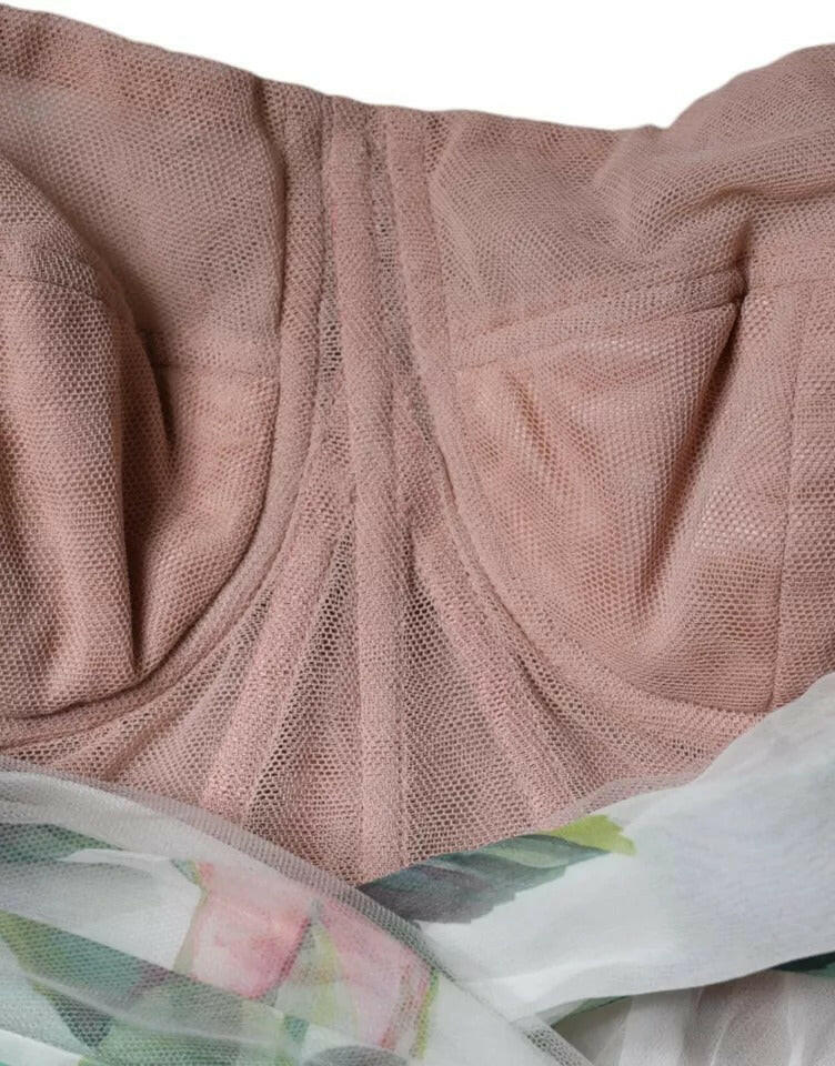 Dolce &amp; Gabbana – Weißes A-Linien-Midikleid aus Seide mit Blumendruck