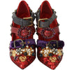 Dolce &amp; Gabbana Rote Pailletten-Heels mit Kristallnieten