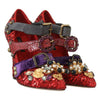 Dolce &amp; Gabbana Rote Pailletten-Heels mit Kristallnieten